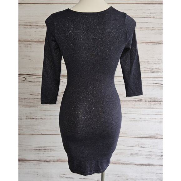 Express Navy Blue Shimmer Keyhole Cutout Bodycon Dress sz XS - Picture 2 of 6